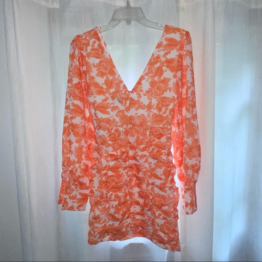 Shareen Collection- Orange White Printed Dress- Size 6 (AUS)